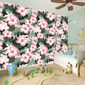 Pink Hibiscus Flower Camouflage Print Wall Sticker