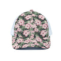 Pink Hibiscus Flower Camouflage Print White Mesh Trucker Hat