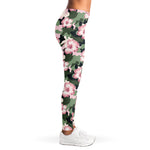 Pink Hibiscus Flower Camouflage Print Women's Leggings