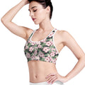 Pink Hibiscus Flower Camouflage Print Women's Sports Bra