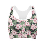Pink Hibiscus Flower Camouflage Print Women's Sports Bra