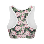 Pink Hibiscus Flower Camouflage Print Women's Sports Bra