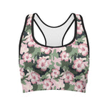Pink Hibiscus Flower Camouflage Print Women's Sports Bra