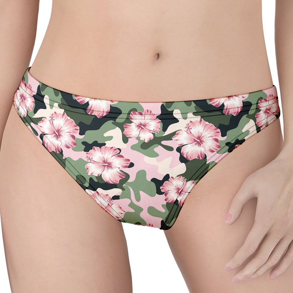 Pink Hibiscus Flower Camouflage Print Women's Thong