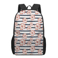 Pink Hibiscus Striped Pattern Print 17 Inch Backpack
