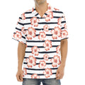 Pink Hibiscus Striped Pattern Print Aloha Shirt