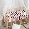 Pink Hibiscus Striped Pattern Print Baby Crib Sheet