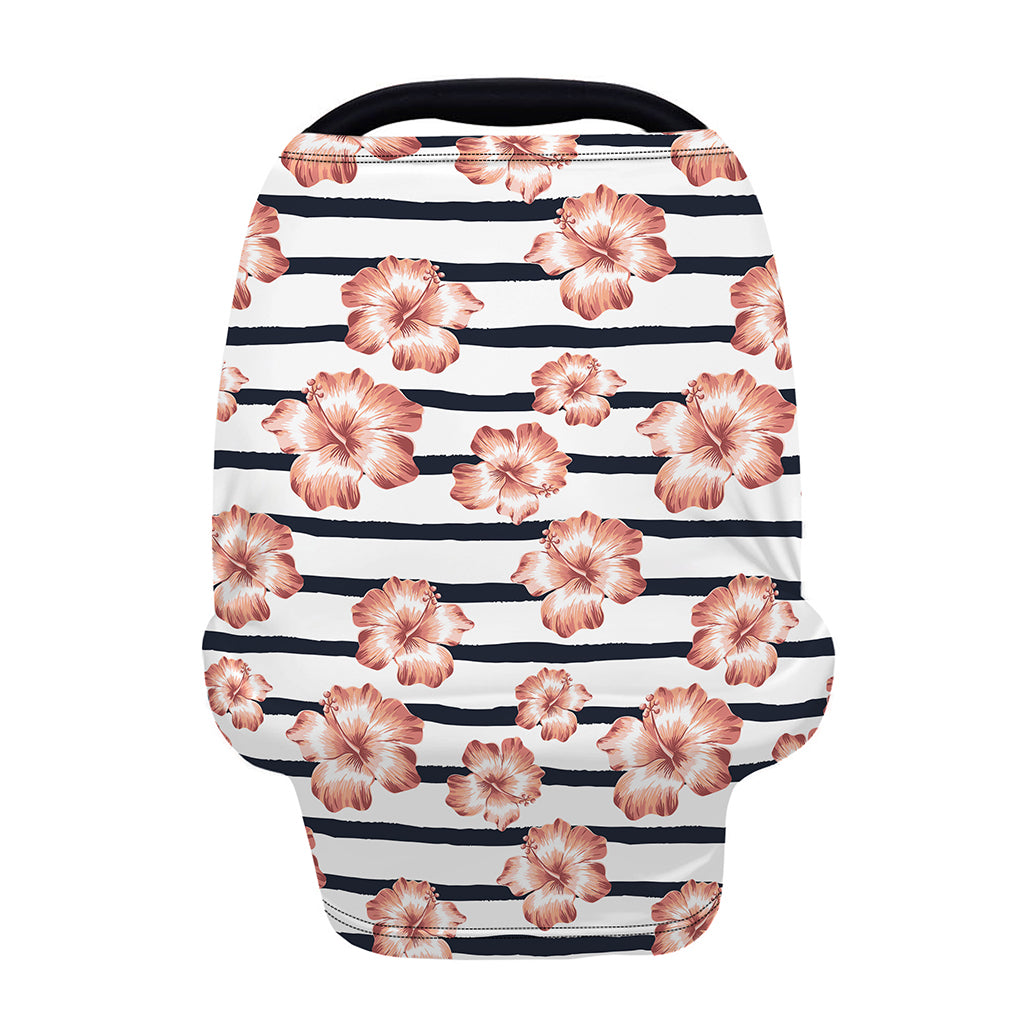 Pink Hibiscus Striped Pattern Print Baby Seat Cover