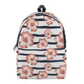 Pink Hibiscus Striped Pattern Print School Backpack