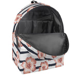 Pink Hibiscus Striped Pattern Print Backpack