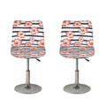 Pink Hibiscus Striped Pattern Print Bar Stool Covers