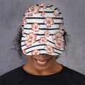 Pink Hibiscus Striped Pattern Print Baseball Cap