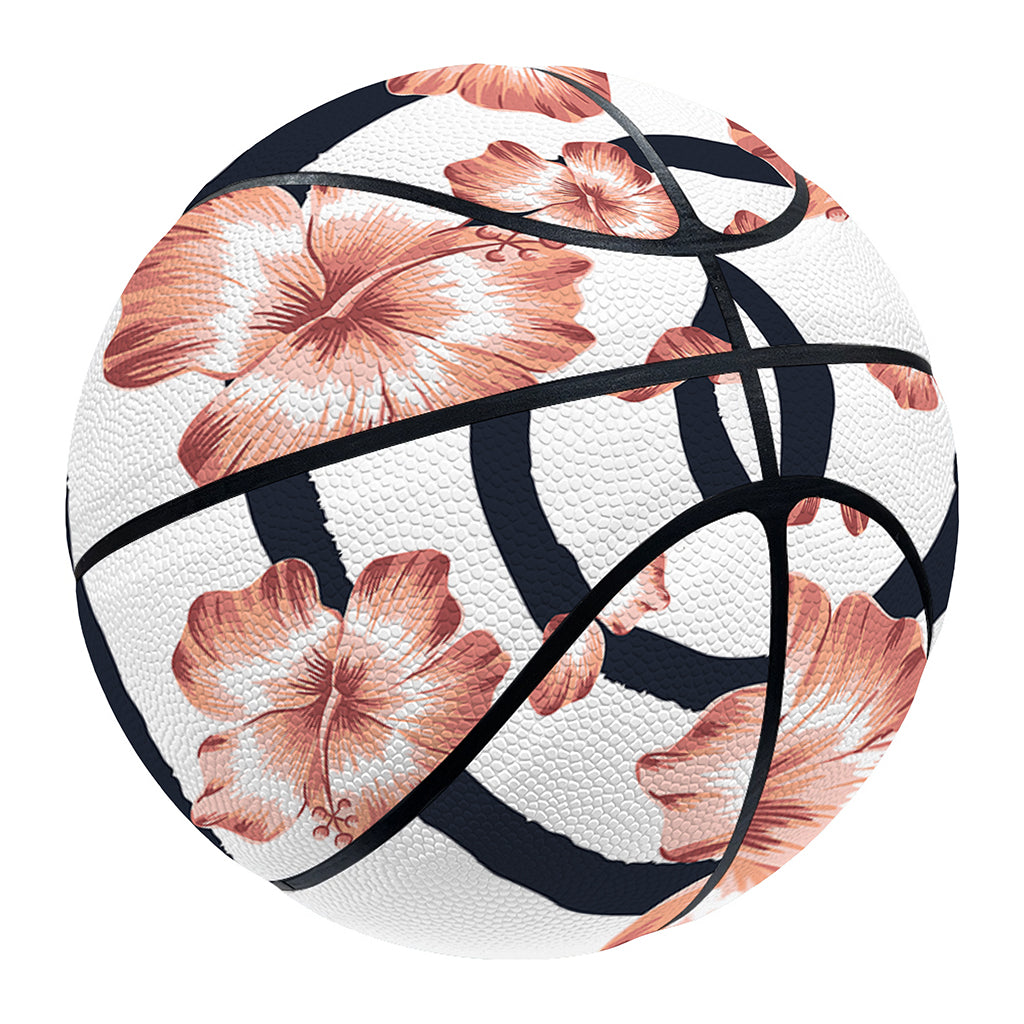 Pink Hibiscus Striped Pattern Print Basketball