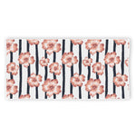 Pink Hibiscus Striped Pattern Print Beach Towel