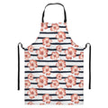 Pink Hibiscus Striped Pattern Print Bib Apron With Pocket
