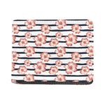 Pink Hibiscus Striped Pattern Print Bifold Wallet