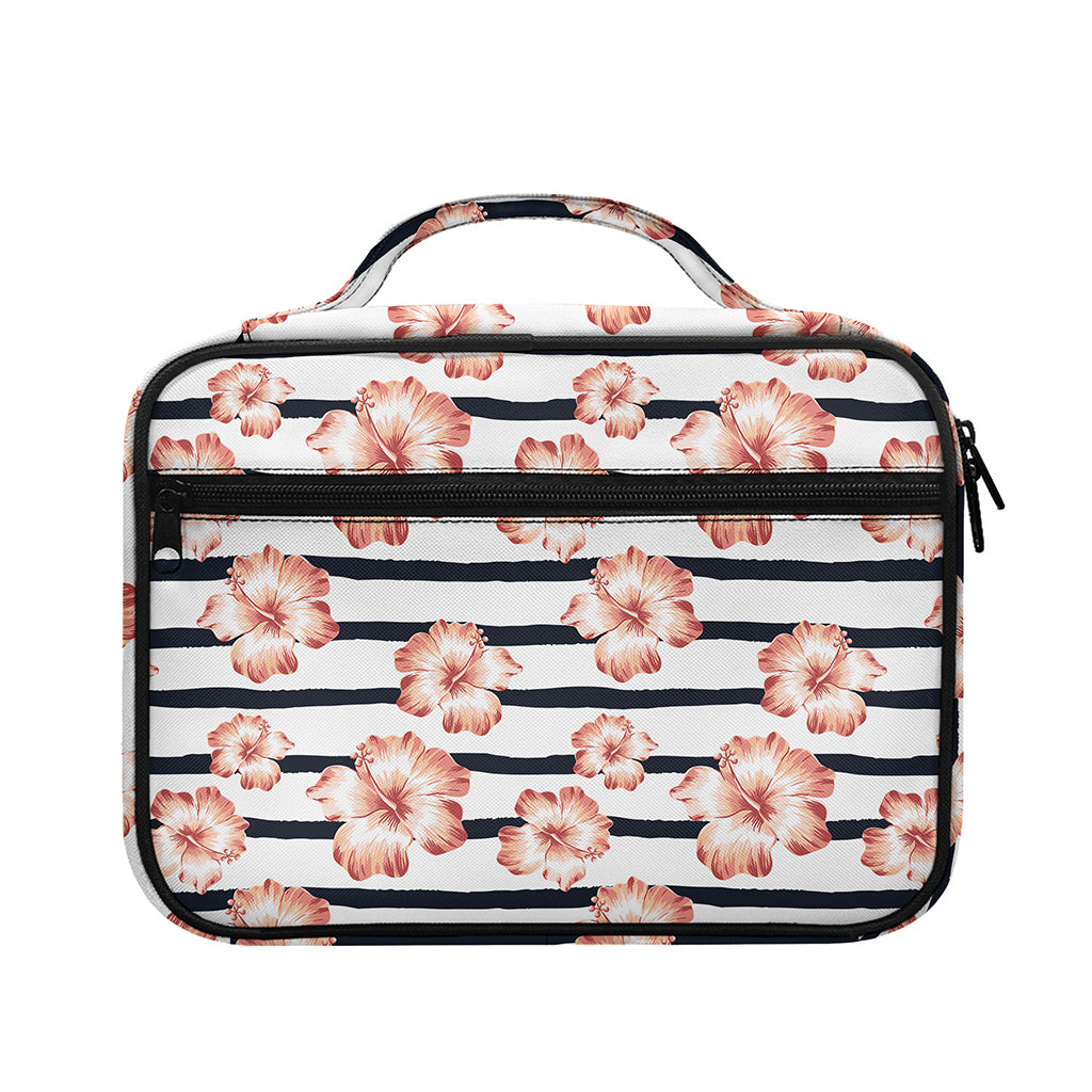 Pink Hibiscus Striped Pattern Print Briefcase Bible Bag