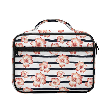 Pink Hibiscus Striped Pattern Print Briefcase Bible Bag