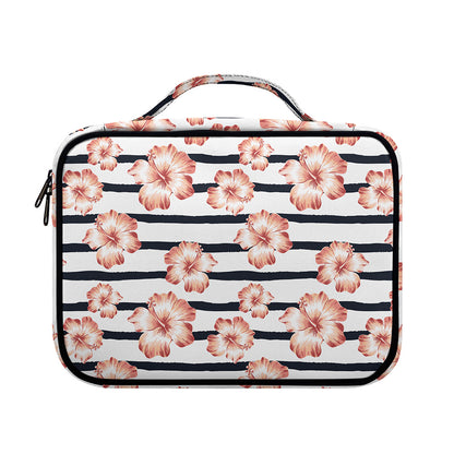 Pink Hibiscus Striped Pattern Print Briefcase Bible Bag