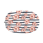 Pink Hibiscus Striped Pattern Print Car Side Mirror Covers