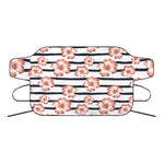 Pink Hibiscus Striped Pattern Print Car Windshield Snow Cover