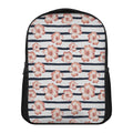 Pink Hibiscus Striped Pattern Print Casual Backpack