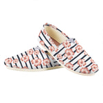 Pink Hibiscus Striped Pattern Print Casual Shoes