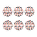Pink Hibiscus Striped Pattern Print Coaster Set