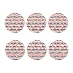 Pink Hibiscus Striped Pattern Print Coaster Set