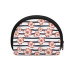 Pink Hibiscus Striped Pattern Print Coin Purse