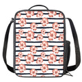 Pink Hibiscus Striped Pattern Print Crossbody Lunch Bag