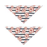 Pink Hibiscus Striped Pattern Print Dog Bandana