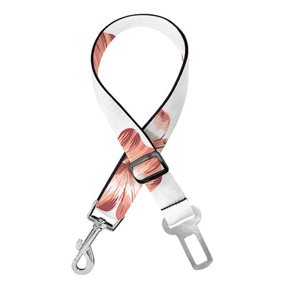 Pink Hibiscus Striped Pattern Print Dog Seat Belt
