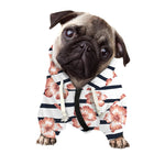 Pink Hibiscus Striped Pattern Print Dog Zip Up Hoodie