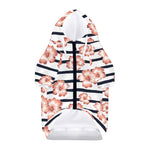 Pink Hibiscus Striped Pattern Print Dog Zip Up Hoodie