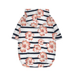 Pink Hibiscus Striped Pattern Print Dog Zip Up Hoodie