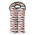 Pink Hibiscus Striped Pattern Print Double Neoprene Wine Tote