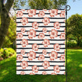 Pink Hibiscus Striped Pattern Print Garden Flag
