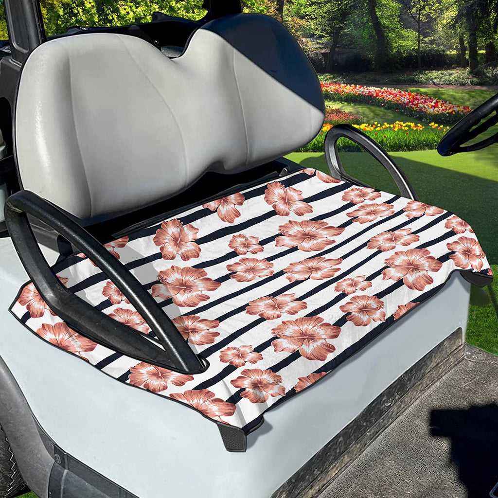 Pink Hibiscus Striped Pattern Print Golf Cart Seat Cover