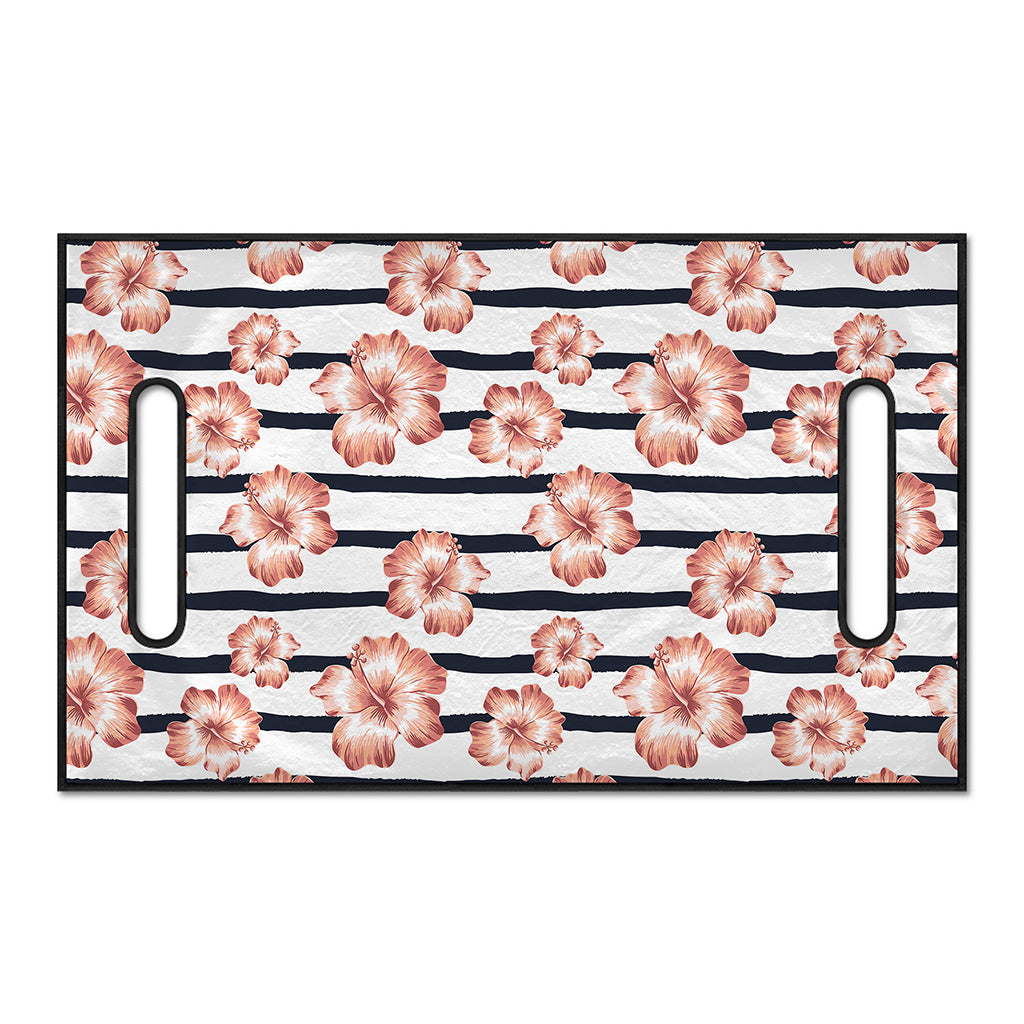 Pink Hibiscus Striped Pattern Print Golf Cart Seat Cover