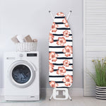 Pink Hibiscus Striped Pattern Print Ironing Board Cover