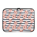Pink Hibiscus Striped Pattern Print Laptop Sleeve