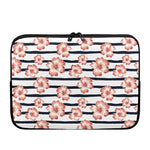 Pink Hibiscus Striped Pattern Print Laptop Sleeve