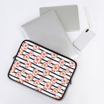 Pink Hibiscus Striped Pattern Print Laptop Sleeve