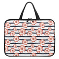 Pink Hibiscus Striped Pattern Print Laptop Sleeve With Handle