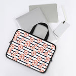 Pink Hibiscus Striped Pattern Print Laptop Sleeve With Handle