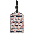 Pink Hibiscus Striped Pattern Print Luggage Tag