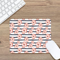 Pink Hibiscus Striped Pattern Print Mouse Pad