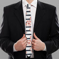 Pink Hibiscus Striped Pattern Print Necktie