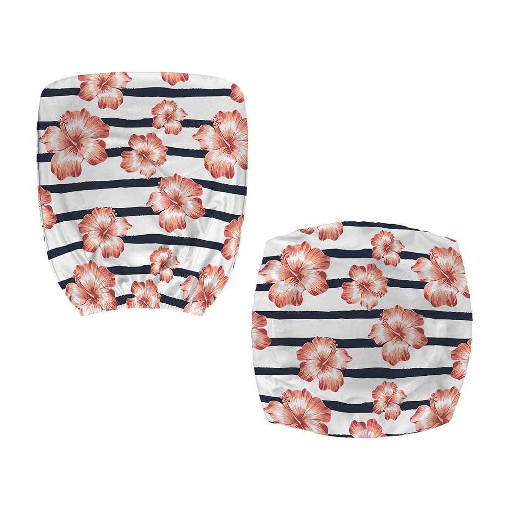 Pink Hibiscus Striped Pattern Print Office Chair Cover